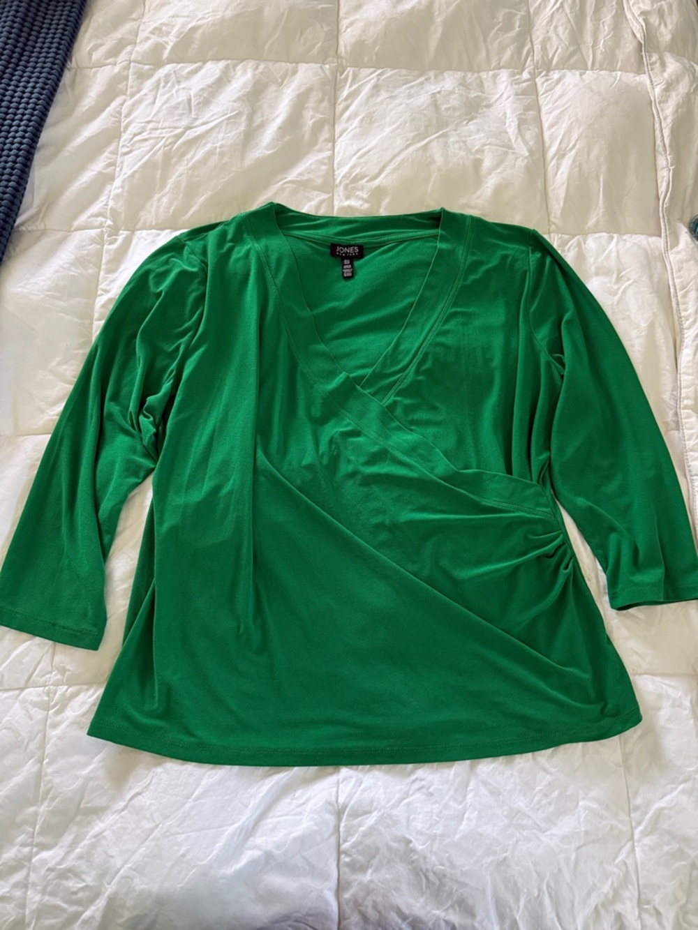 Jones New York Emerald Green Wrap-Style V-Neck Top